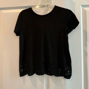 NWT The Royal Standard Black eyelet bottom suede blouse